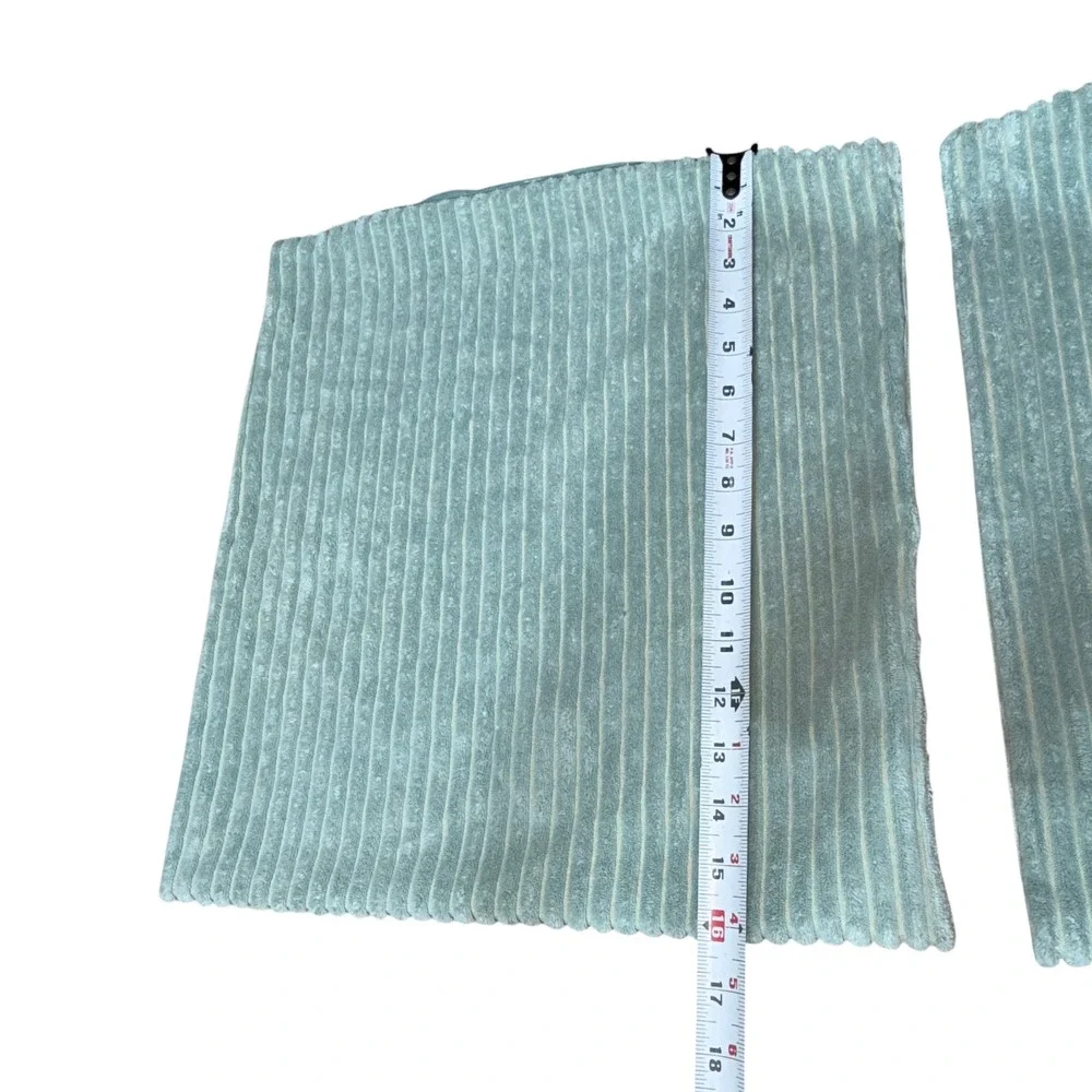 Set of 2 Sage Green Corduroy Throw Pillow Covers 16x16 Square Ribbed Decorative